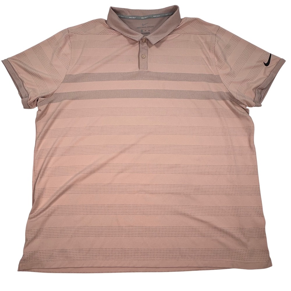 Nike Golf Zonal Cooling Polo Shirt Mens XXL Pink Striped Short Sleeve 891888-685